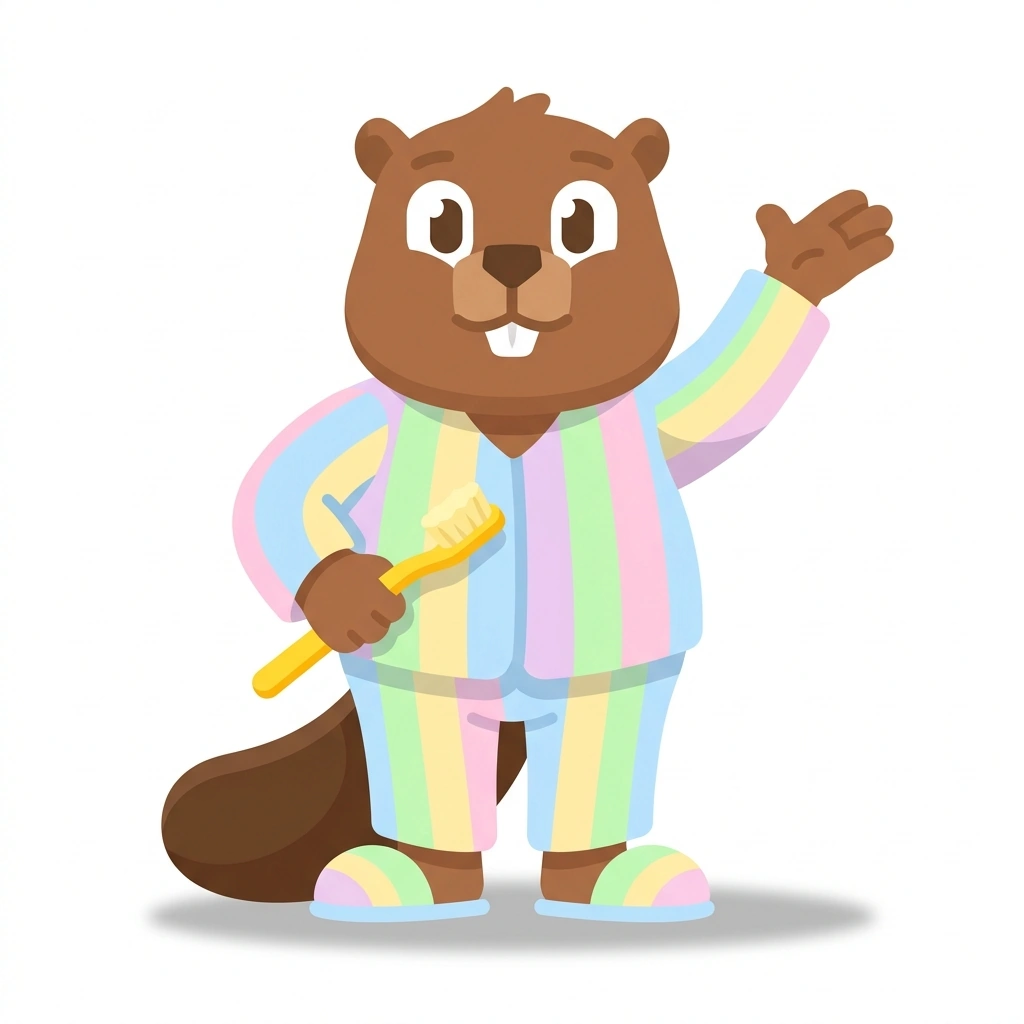 Barnaby the Beaver, the guide who teaches the Rebuilding Hygiene Routines After Depression course