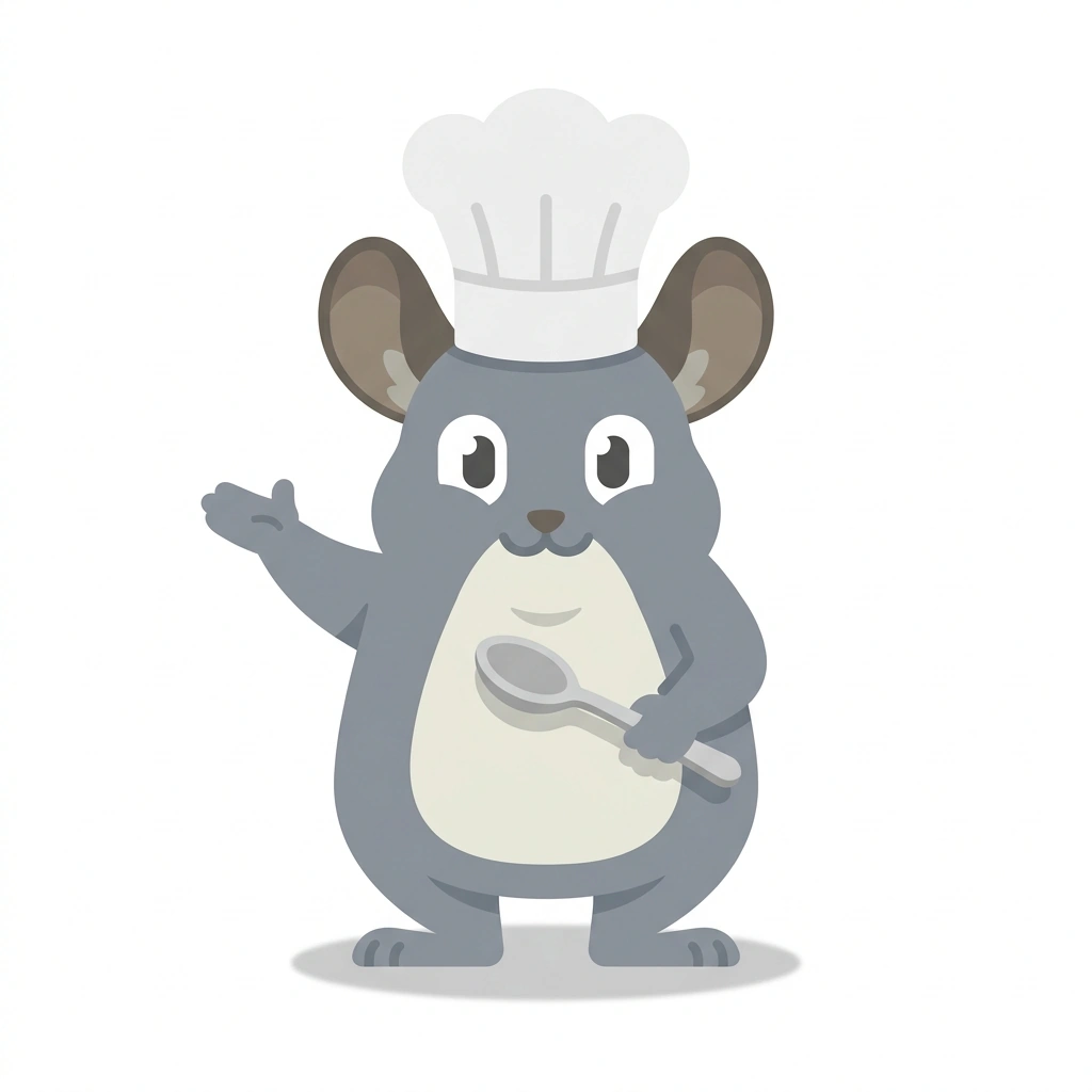 Chef Chinchilla, the guide who teaches the Professional Kitchen Logic course