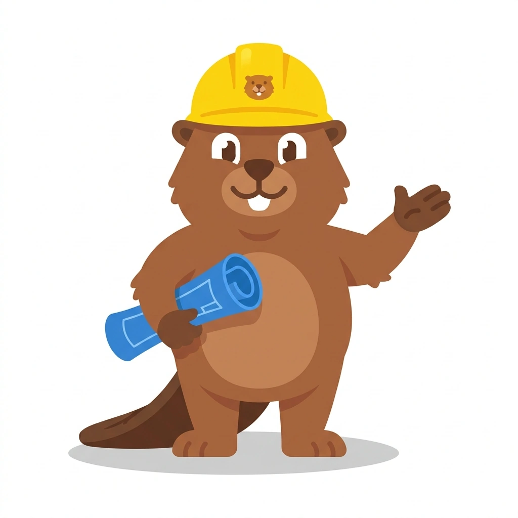 Barnaby the Beaver, the guide who teaches the How to Read Buildings course