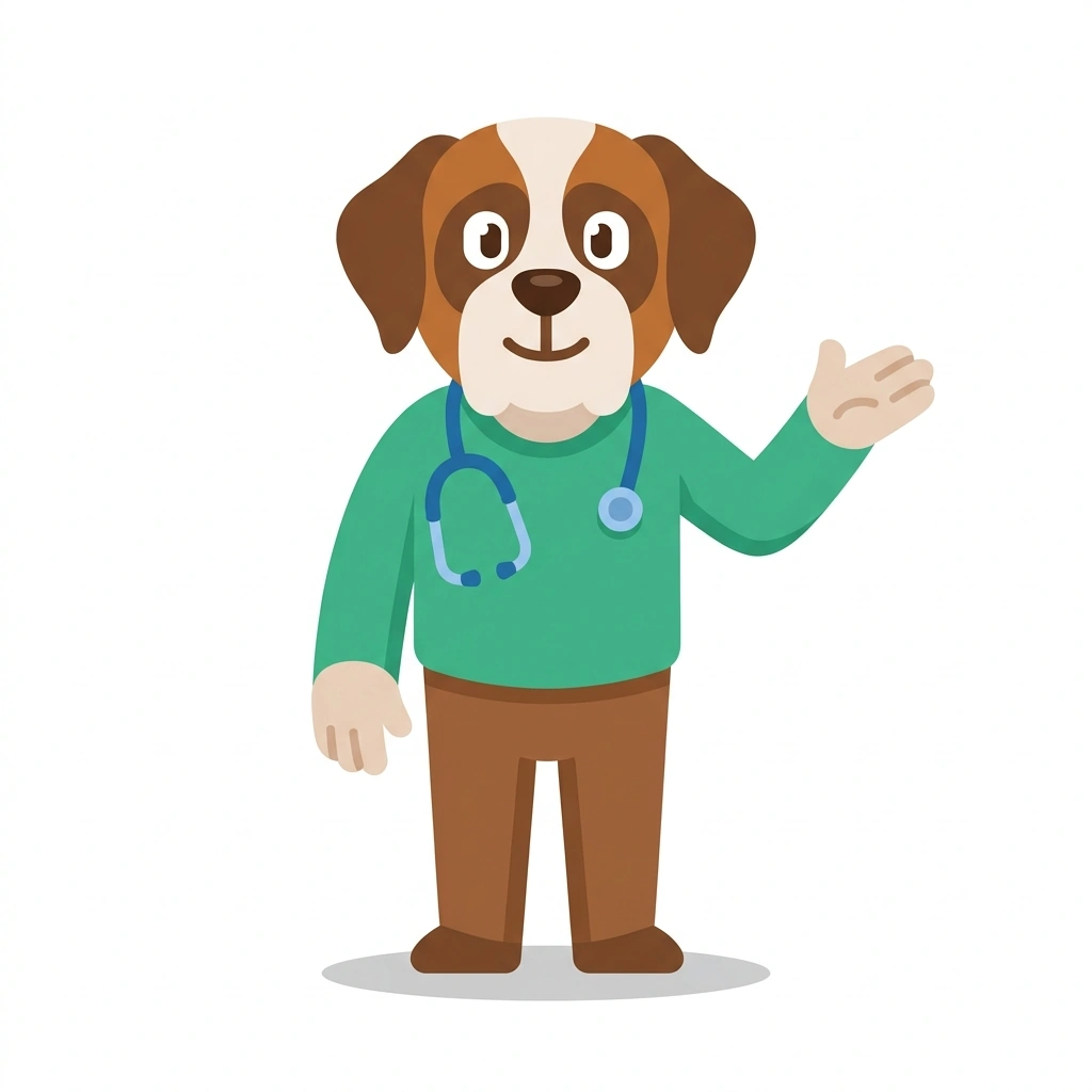Bernie the St. Bernard, the guide who teaches the How Medicine Works course