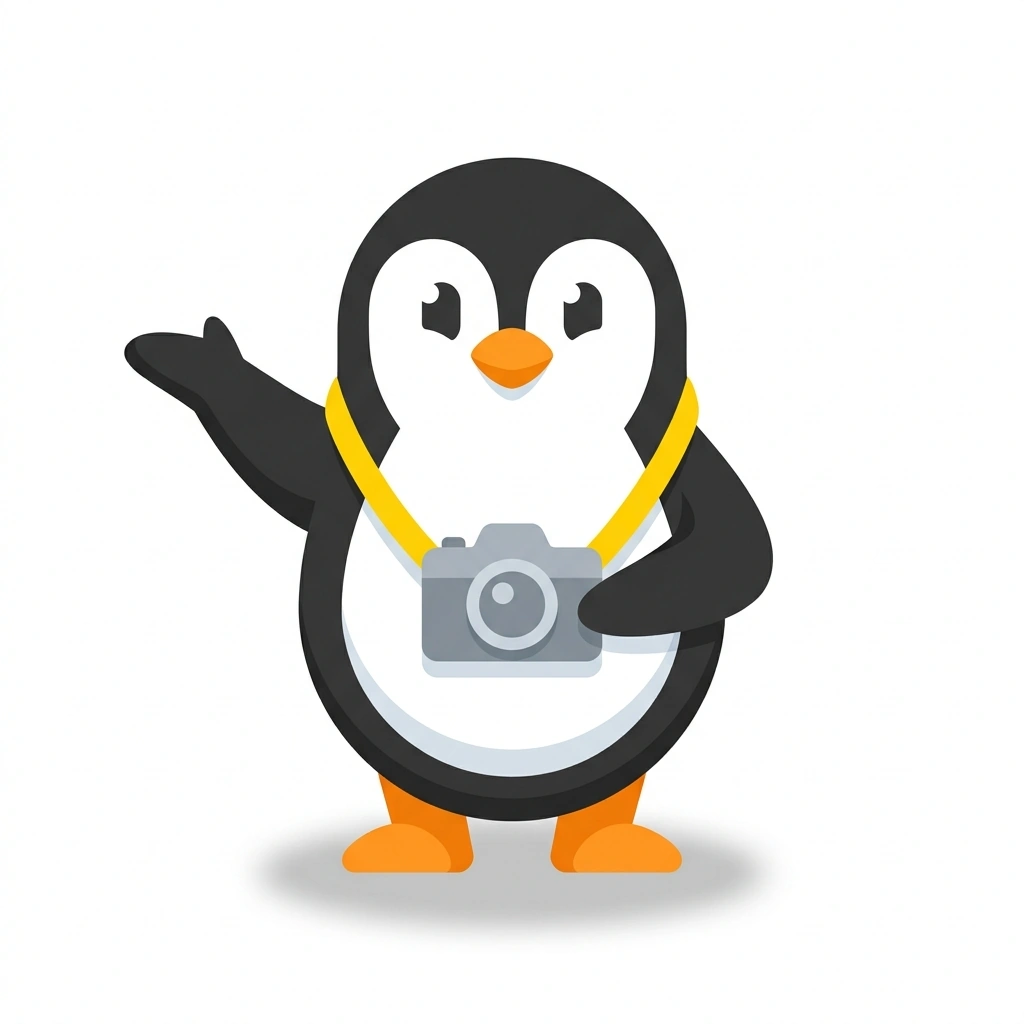 Pico the Penguin, the guide who teaches the Better Photos with Your Phone course