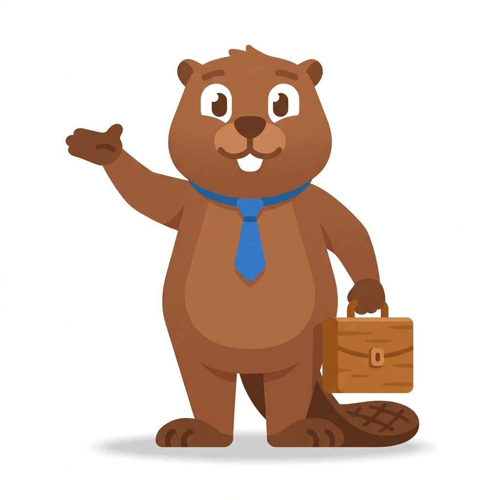 Bizzy the Beaver, the guide who teaches the The First Dollar: Launching Your Side Hustle course