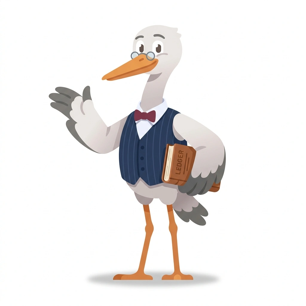 Sterling the Stork, the guide who teaches the How Businesses Build Extreme Value course