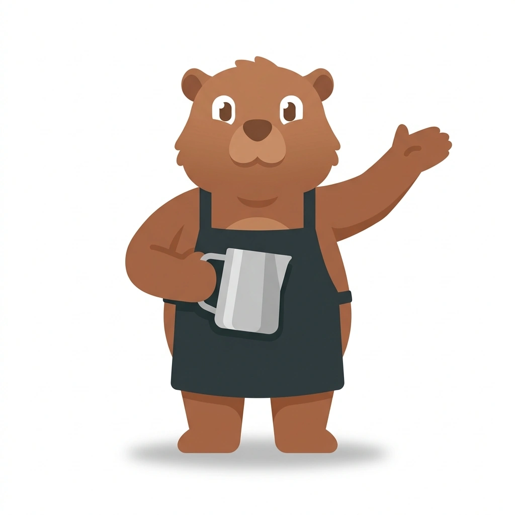 Bennie the Beaver, the guide who teaches the Running a Specialty Cafe course