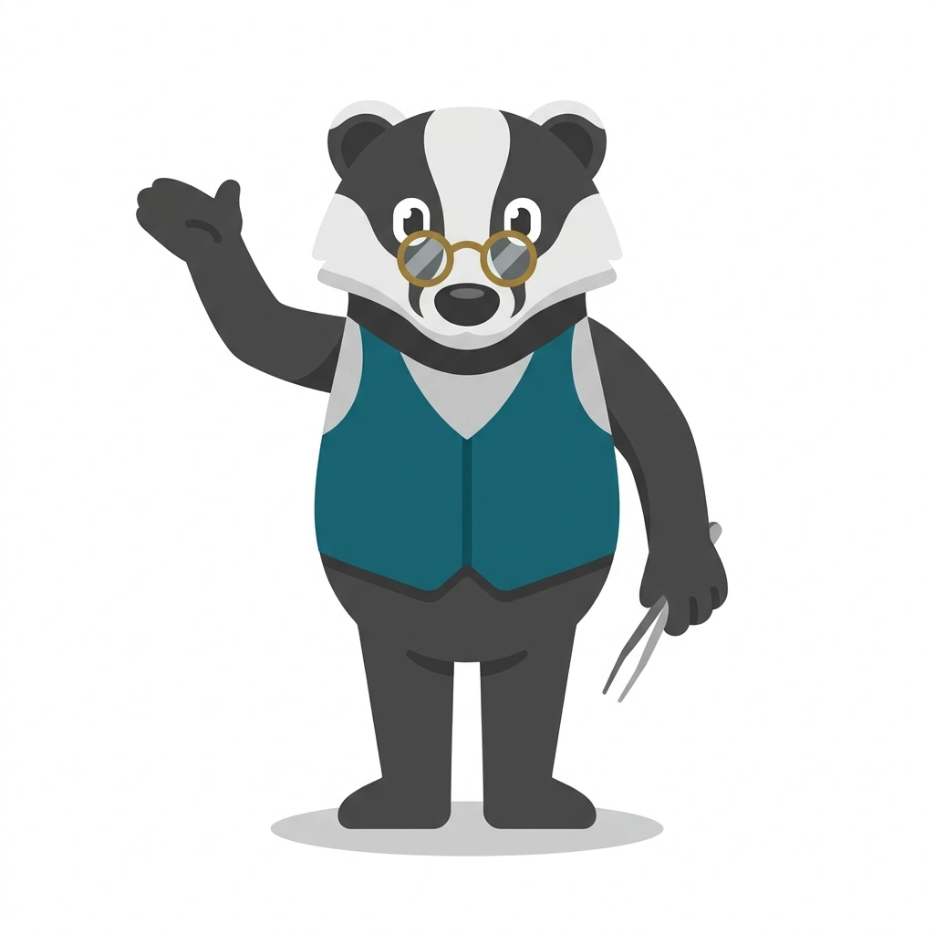 Basil the Badger, the guide who teaches the Botanical Taxidermy course