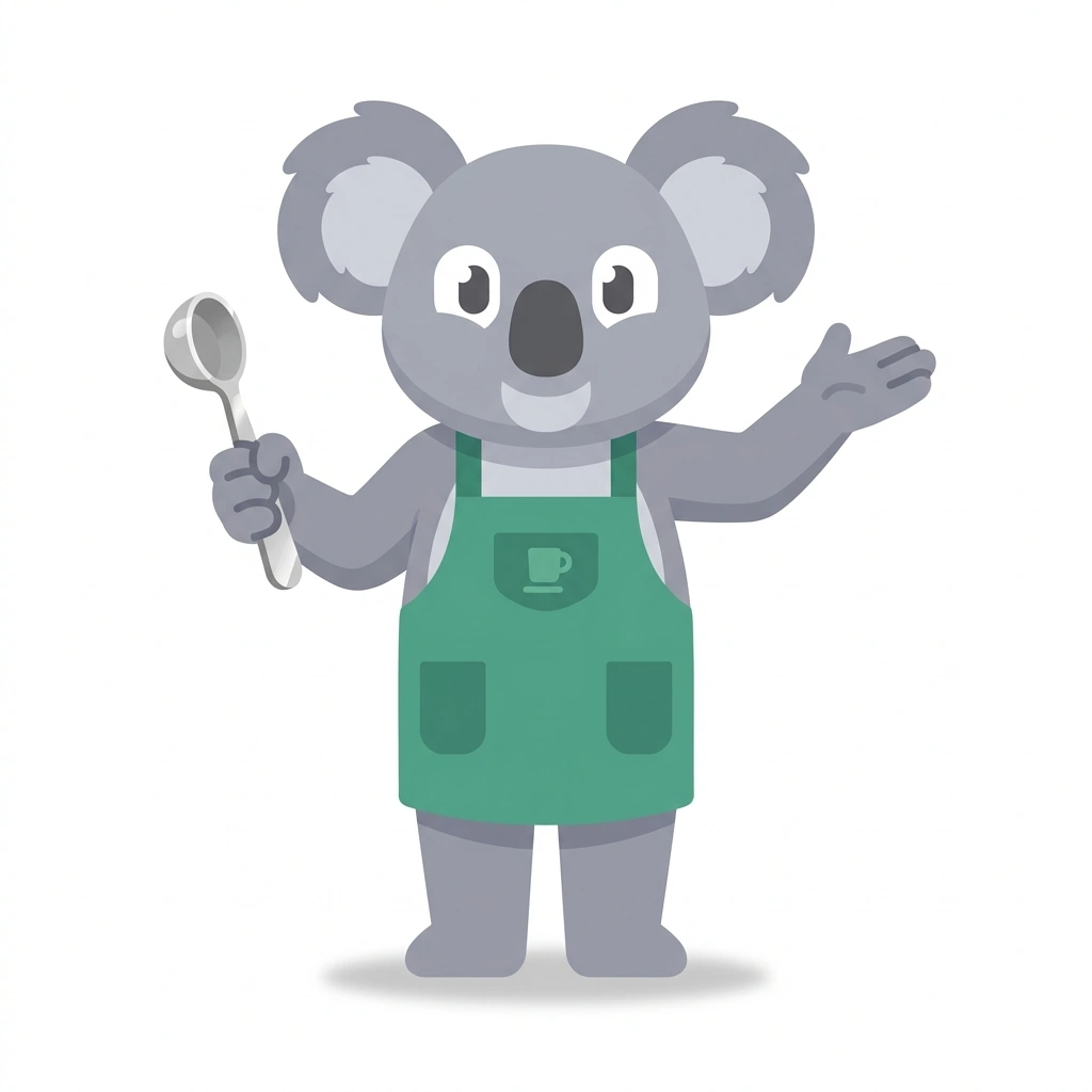 Colby the Koala, the guide who teaches the Coffee Tasting and Evaluation course