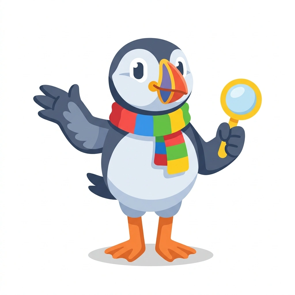 Penny the Puffin, the guide who teaches the Everyday Psychology course