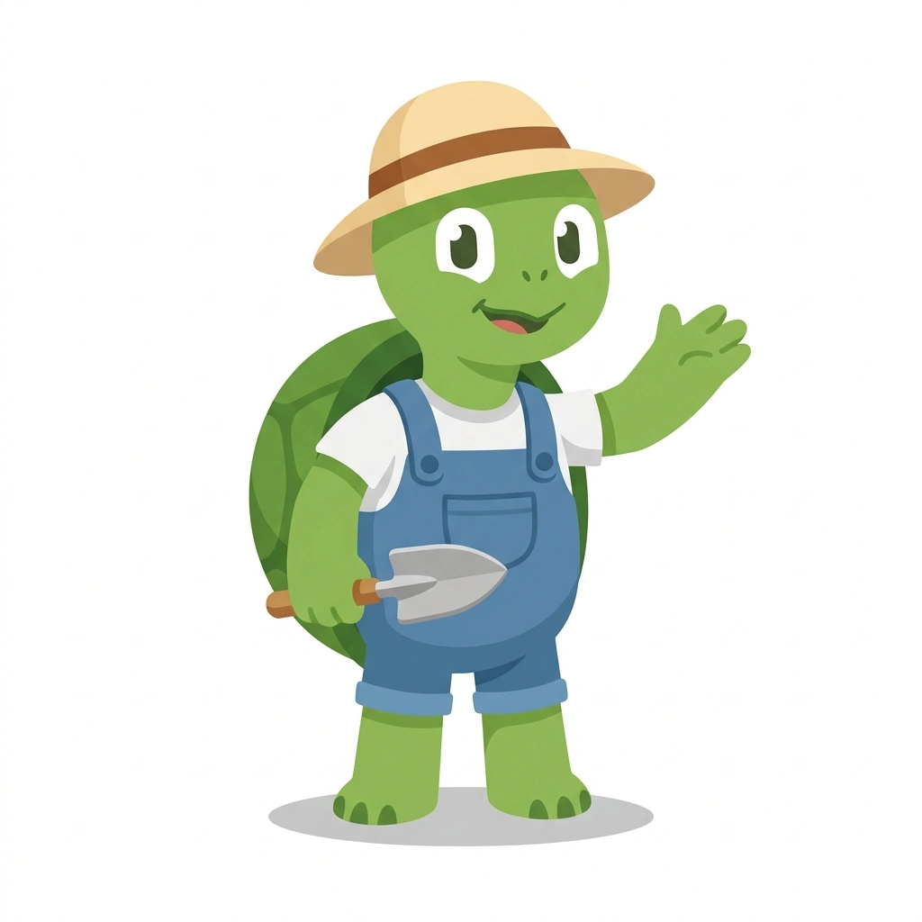Tilly the Turtle, the guide who teaches the Growing Thyme course