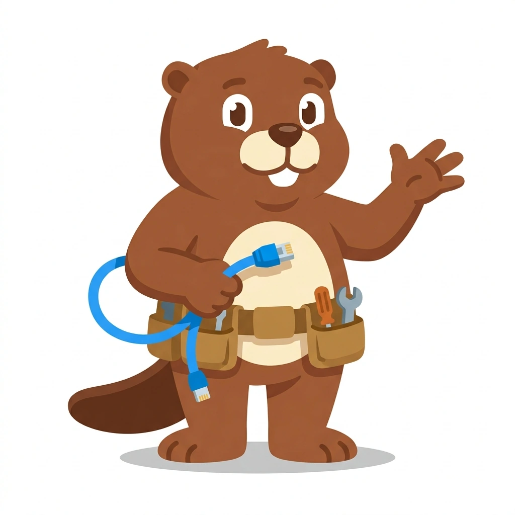 Cisco el Castor, the guide who teaches the Redes Informáticas Empresariales course