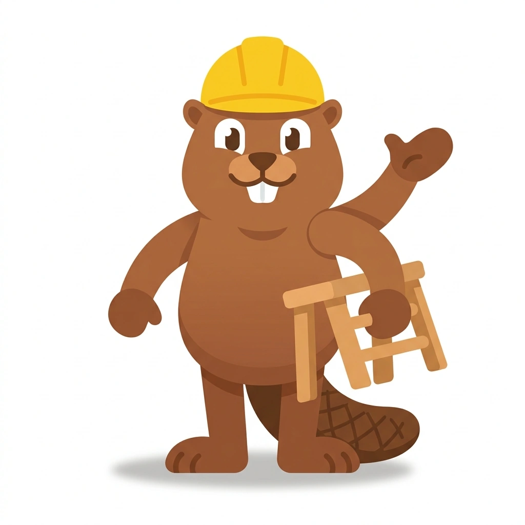 Barnaby the Beaver, the guide who teaches the Potty Training: Beyond the Basics course