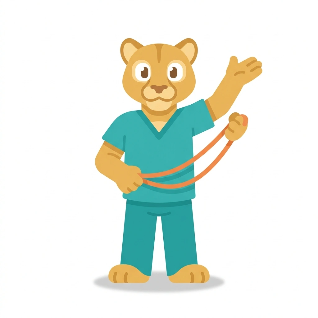 Percy the Puma, the guide who teaches the How Muscles Work and Mend course