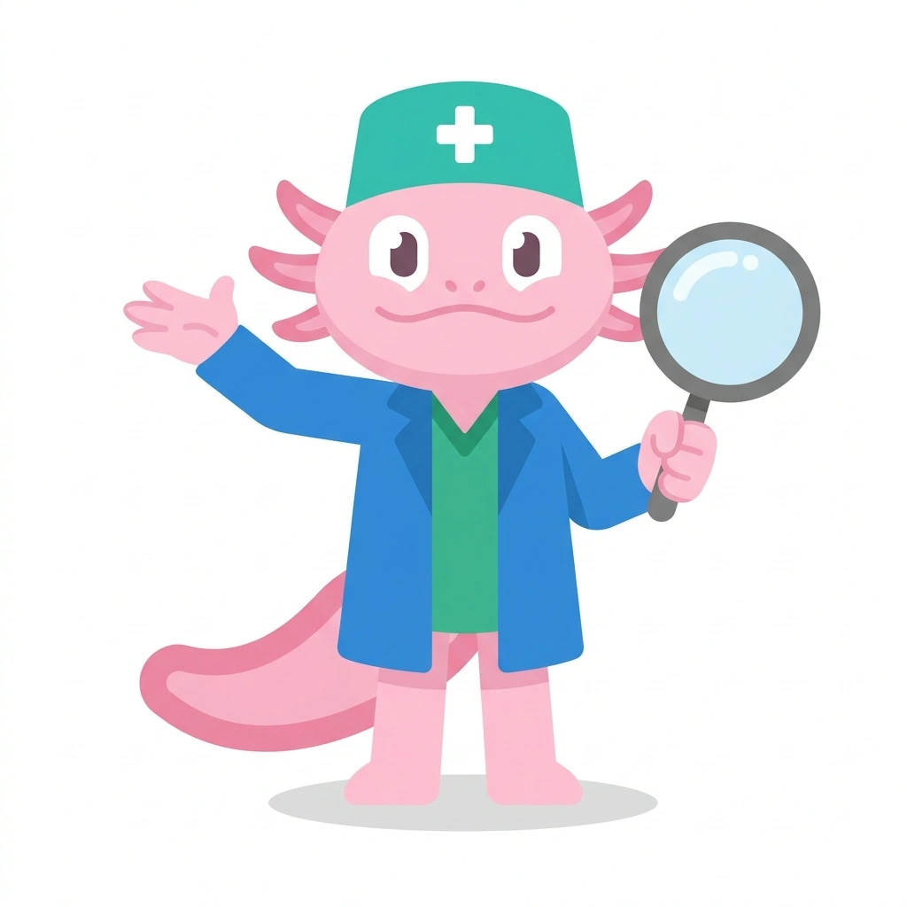 Atlas the Axolotl, the guide who teaches the Architecture of the Human Body course