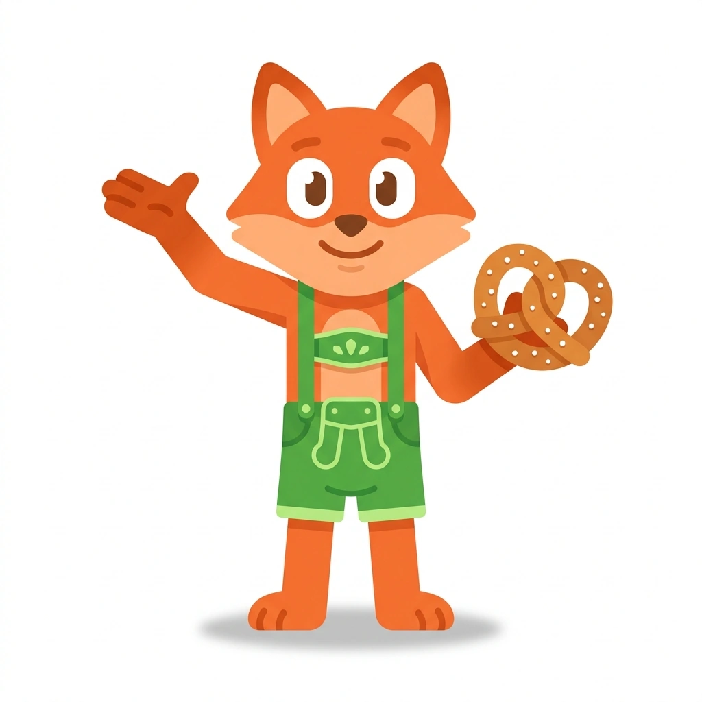 Fritz the Fox, the guide who teaches the First Steps in German course