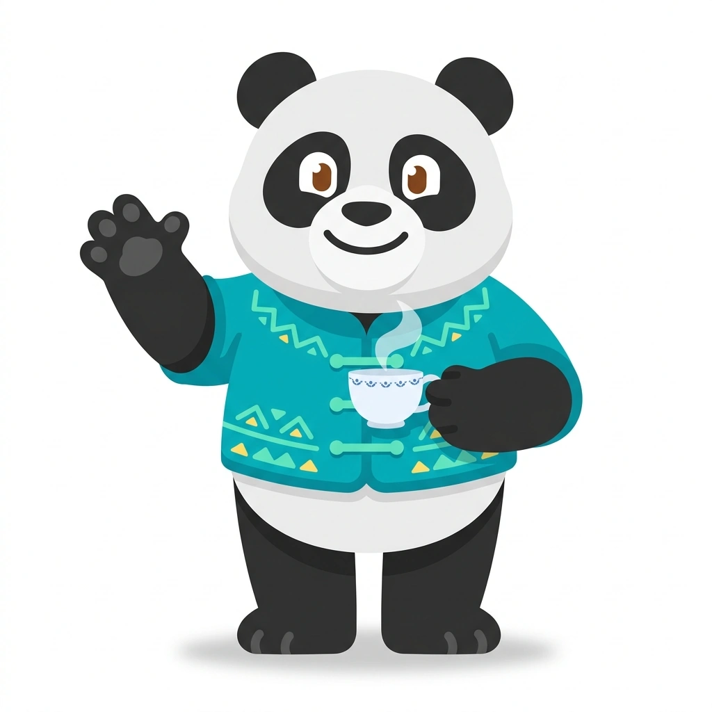 Pan-Pan the Panda, the guide who teaches the 地道中文日常对话 course