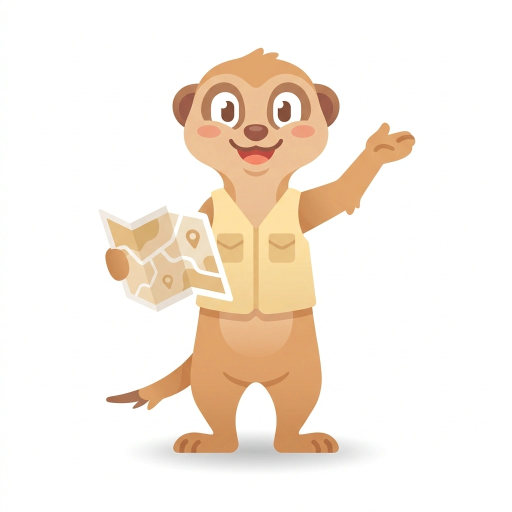 Marco the Meerkat, the guide who teaches the World Maps and Capitals course