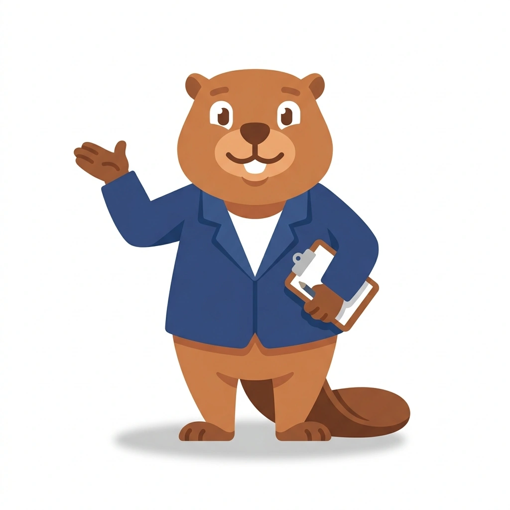 Bizzy the Beaver, the guide who teaches the Common Business Pitfalls course