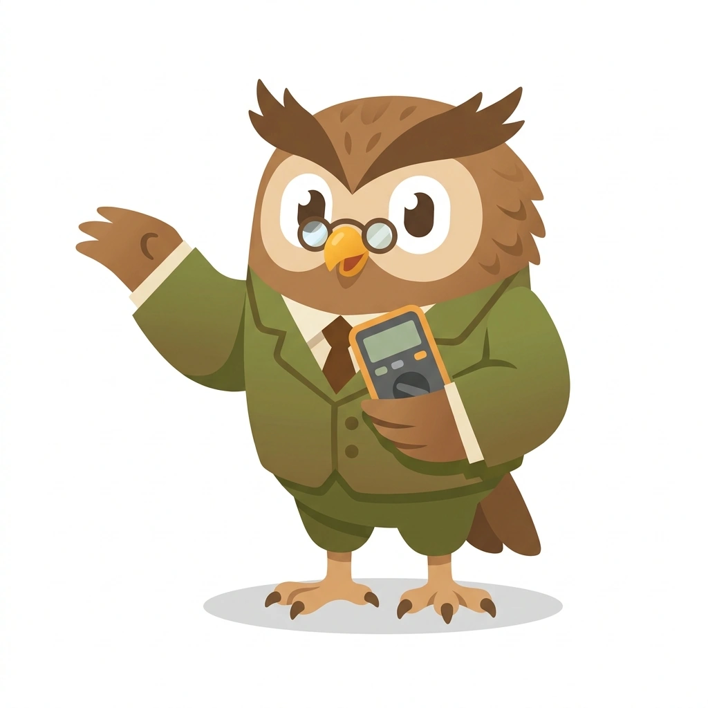 Ollie the Ohm Owl, the guide who teaches the Circuit Basics: Ohm's and Kirchhoff's Laws course