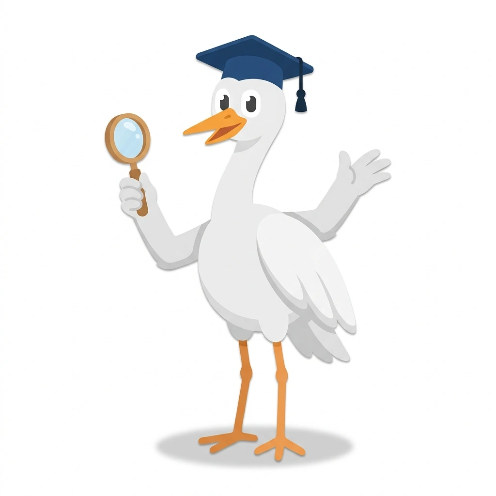 Hanzi the Heron, the guide who teaches the The Logic of Chinese Characters course
