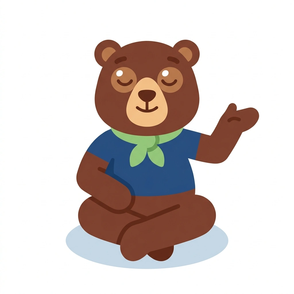 Barnaby the Bear, the guide who teaches the Tools for an Overthinking Mind course