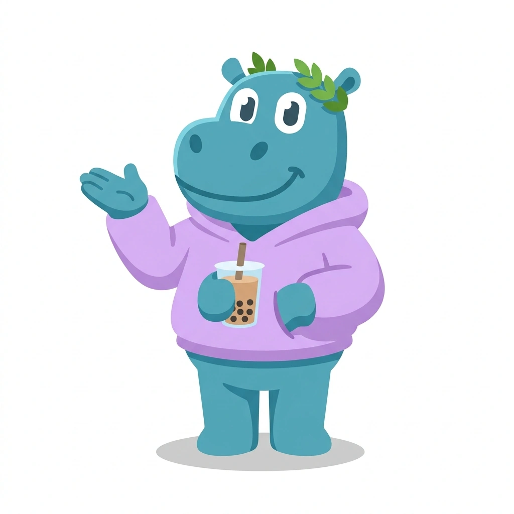 Hettie the Hippo, the guide who teaches the Thinking Like a Historian course