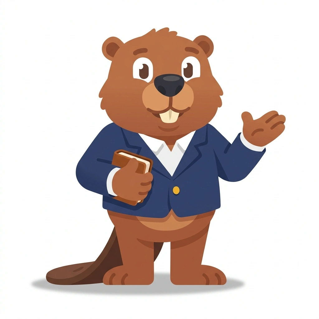 Barnaby the Beaver, the guide who teaches the Starting and Running a Business course