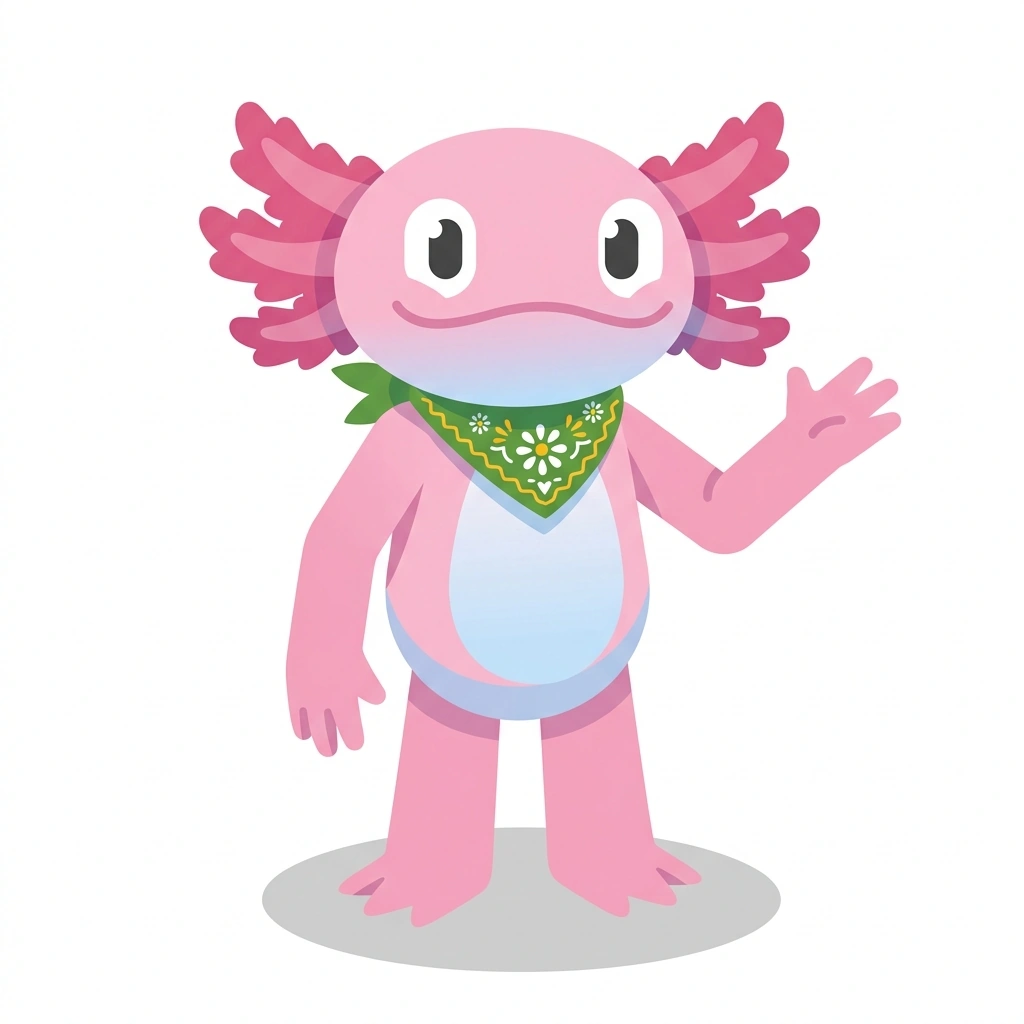 Alejo the Axolotl, the guide who teaches the Everyday Mexican Spanish course