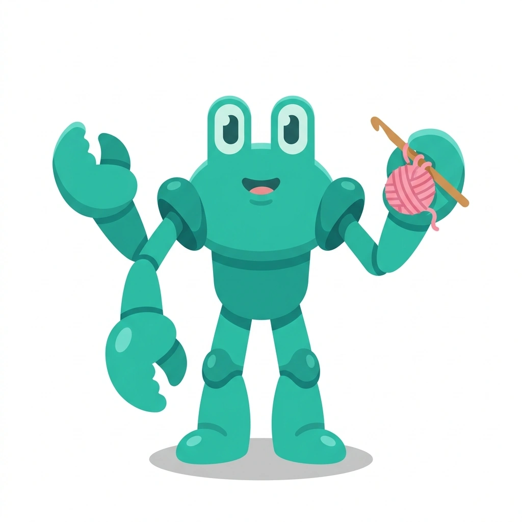 Cora the Crochet Crab, the guide who teaches the Crochet: Mastering the Row course