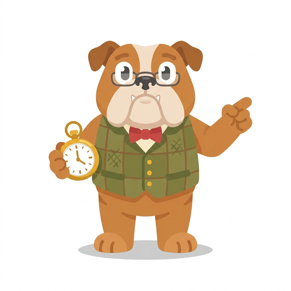 Barnaby the Bulldog, the guide who teaches the British History: Crown, State, and Empire course