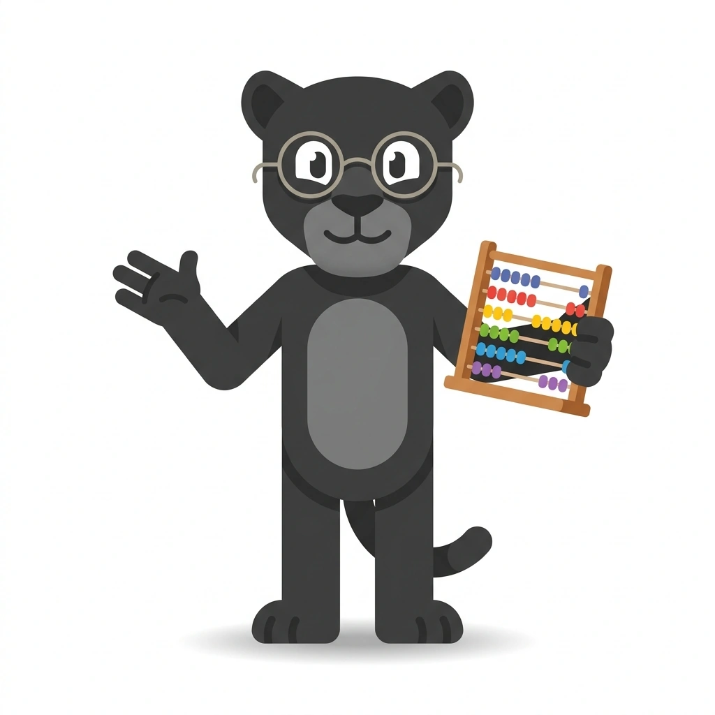 Pascal the Panther, the guide who teaches the Applied Mental Arithmetic course