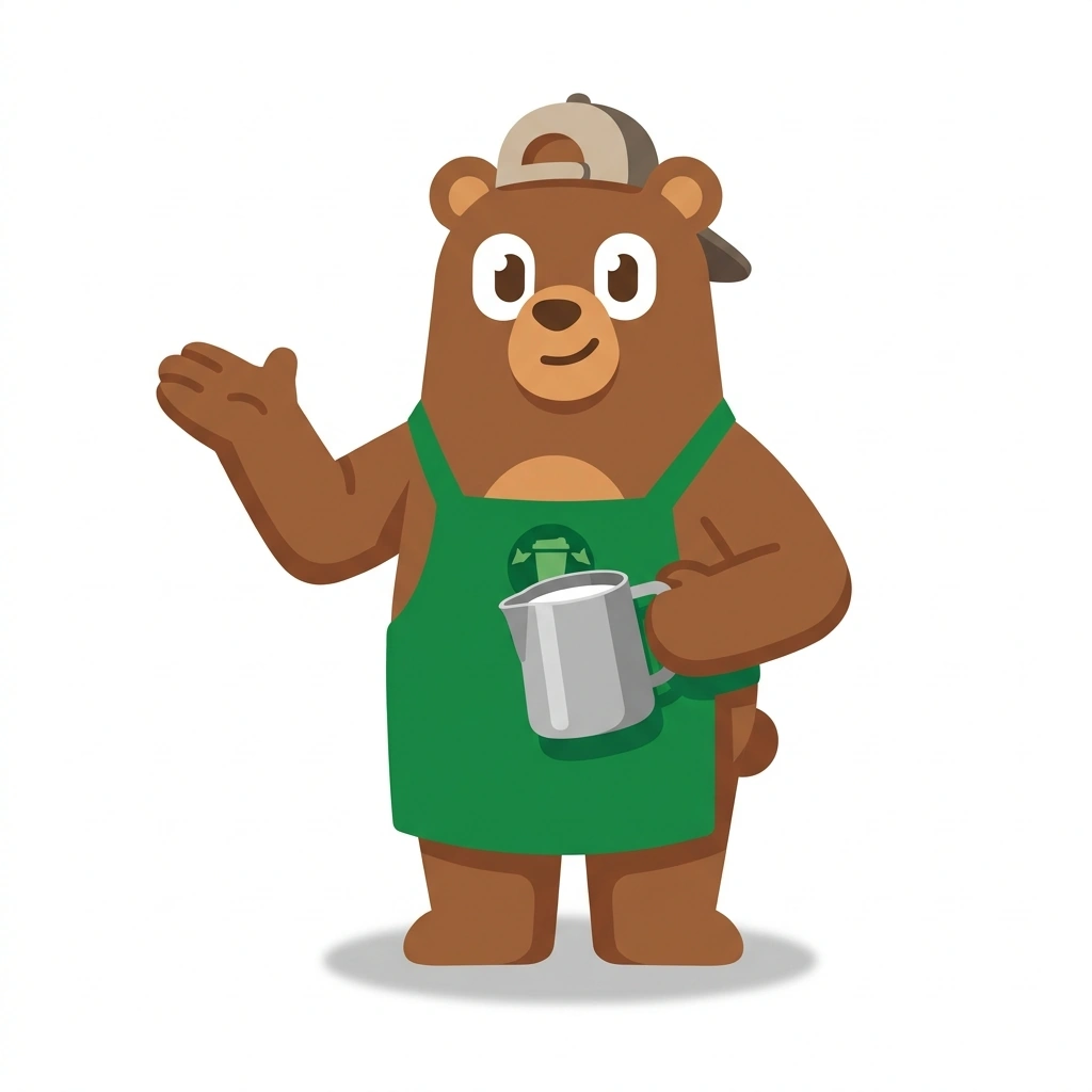 Barnaby the Bearista, the guide who teaches the Barista Technique and Extraction course