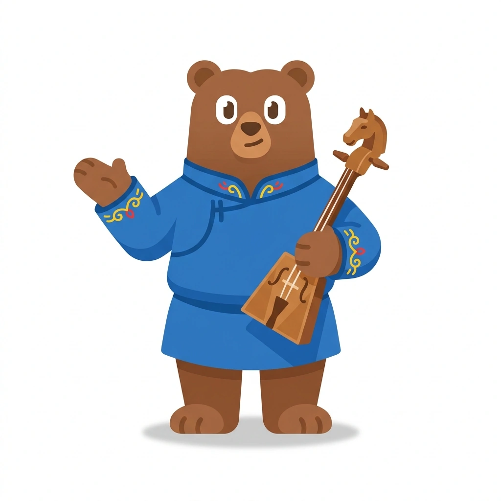 Batu the Bear, the guide who teaches the Mongolian Through Throat Singing course