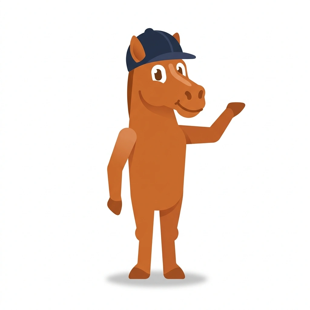 Quinn the Quarter Horse, the guide who teaches the Horseback Riding Basics course