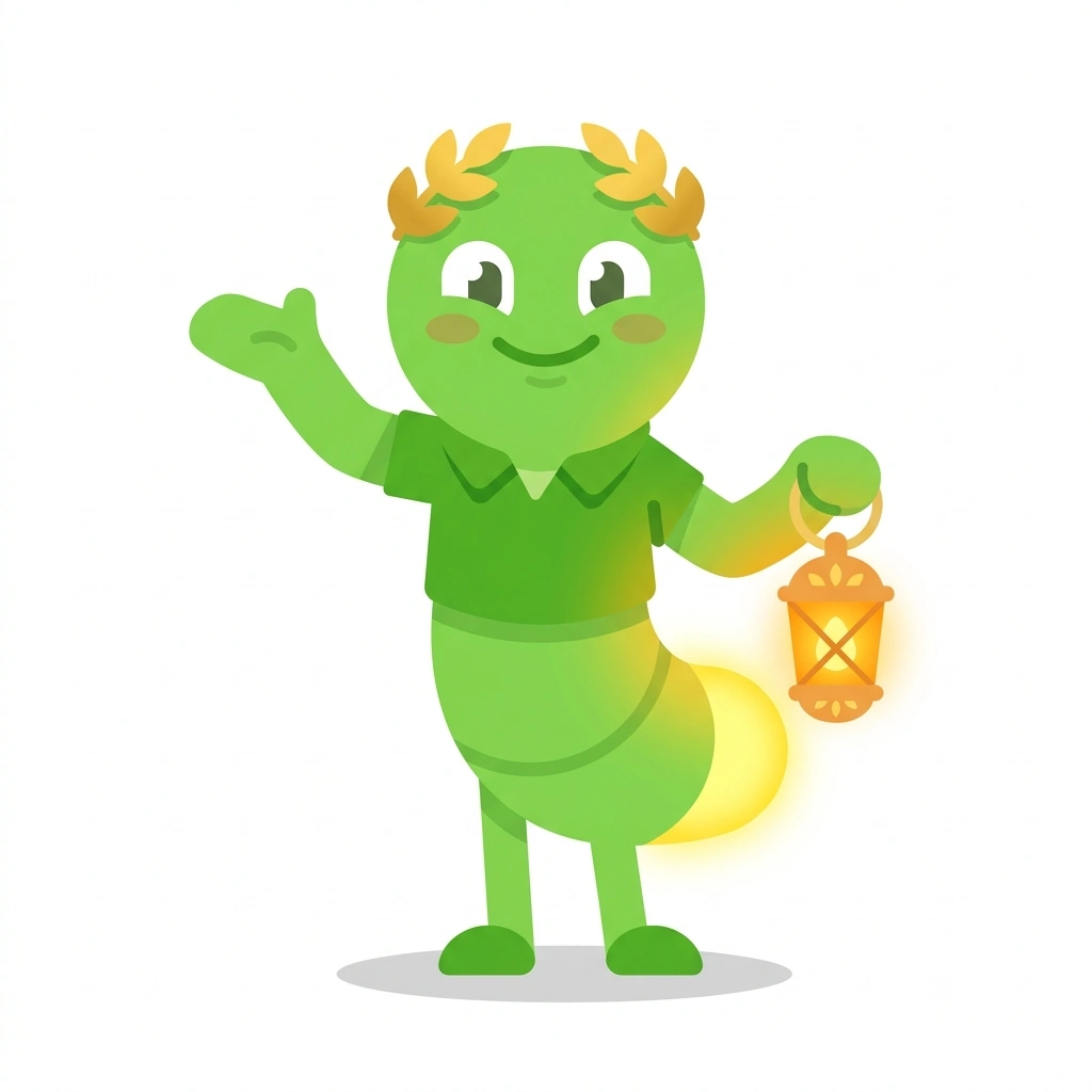 Gilly the Glow-worm, the guide who teaches the What Makes an Action Good? course