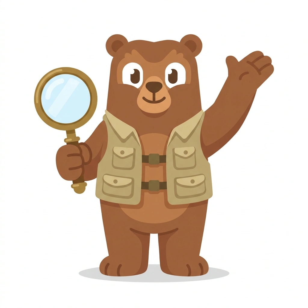 Barnaby the Bear, the guide who teaches the Botanical Explorers course