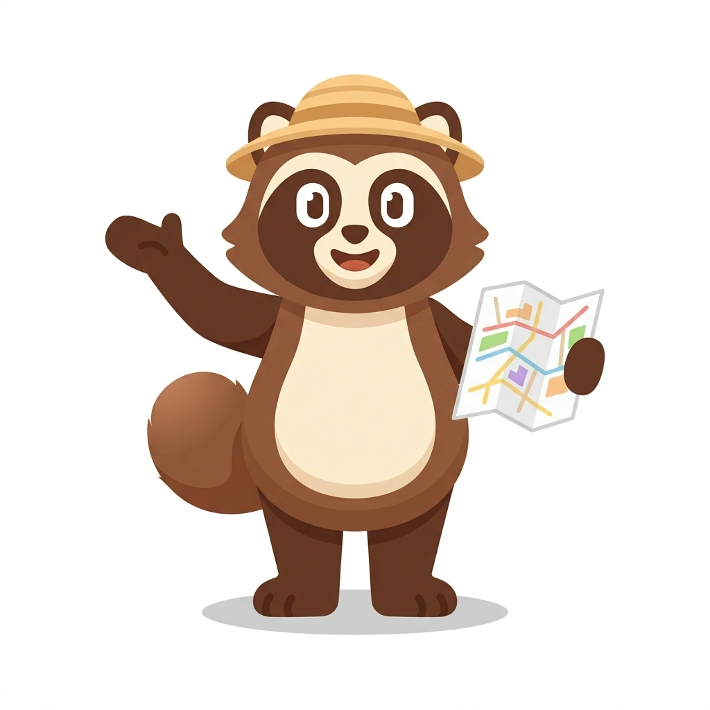 Tanuki-Taro the Traveler, the guide who teaches the Tokyo: The Hidden Layers course