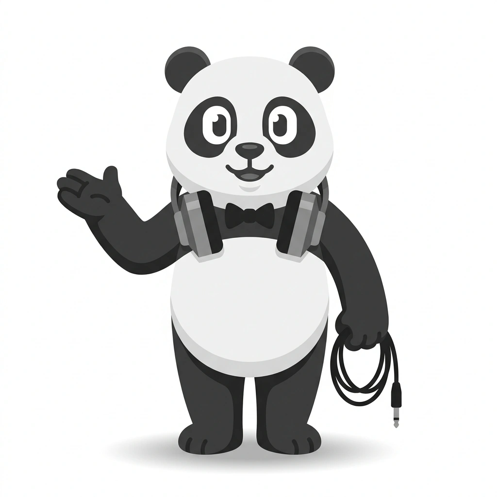 Patch the Panda, the guide who teaches the Producing and Mixing Music course