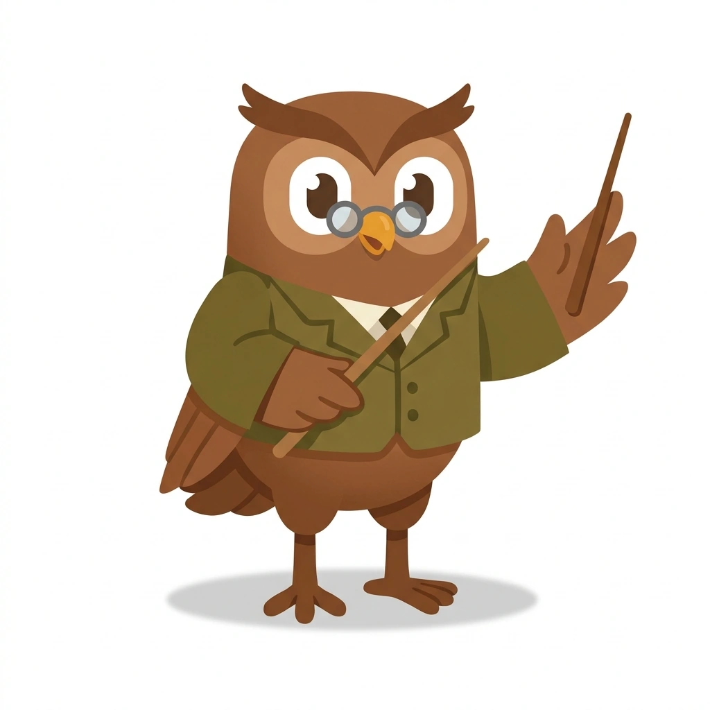 Arthur the Anatomist Owl, the guide who teaches the Human Anatomy: The Working Body course