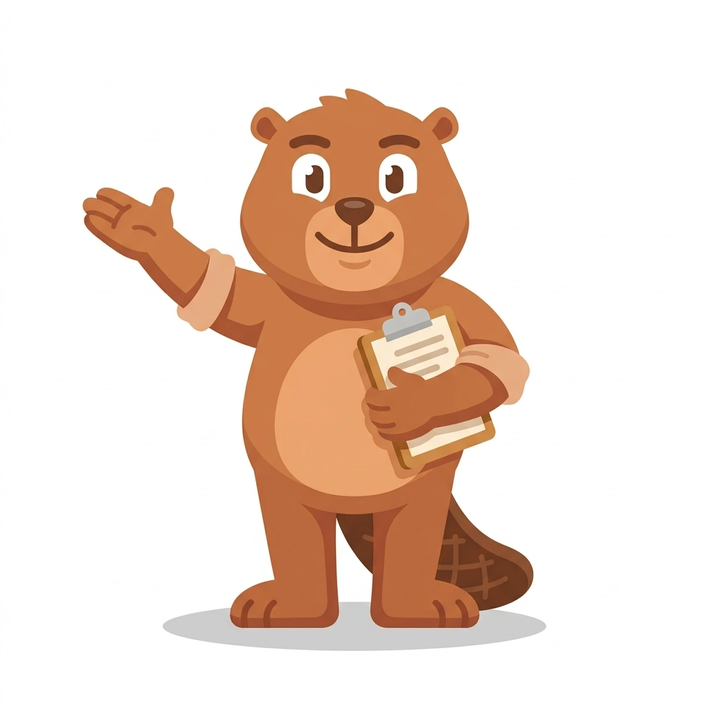 Bizzy the Beaver, the guide who teaches the Startup Mechanics: Idea to Revenue course