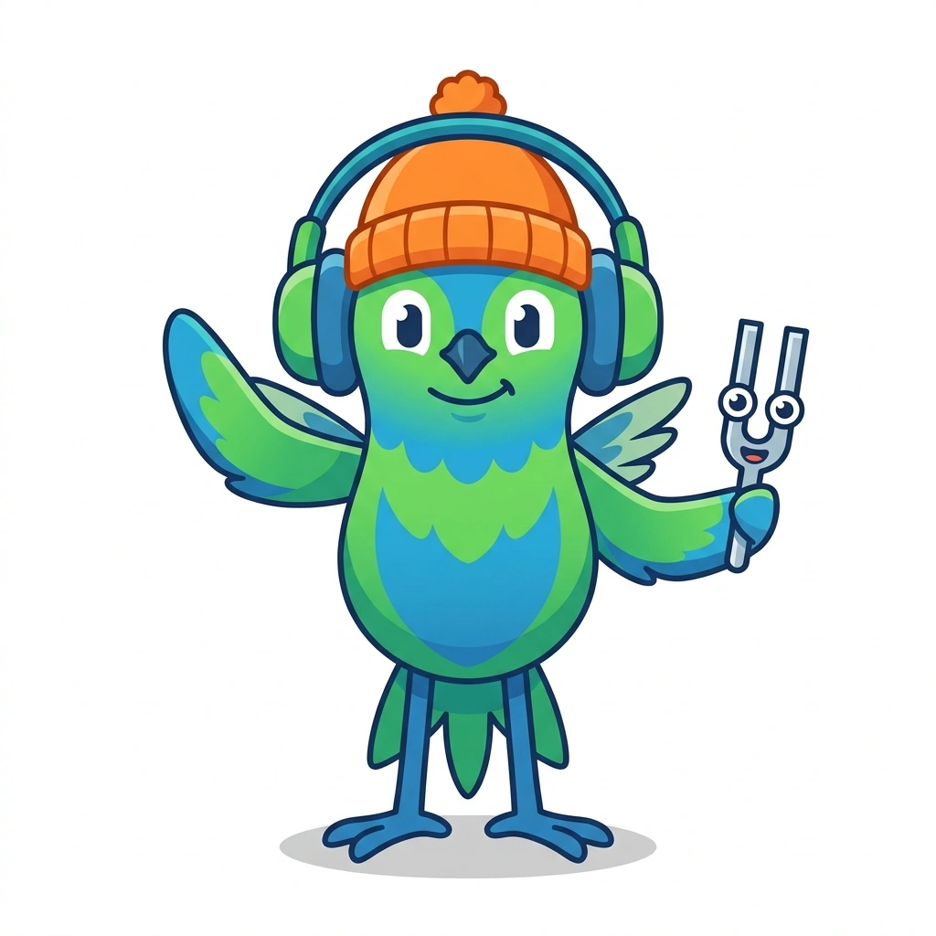 Harper the Hummingbird, the guide who teaches the Mechanics of Musical Harmony course