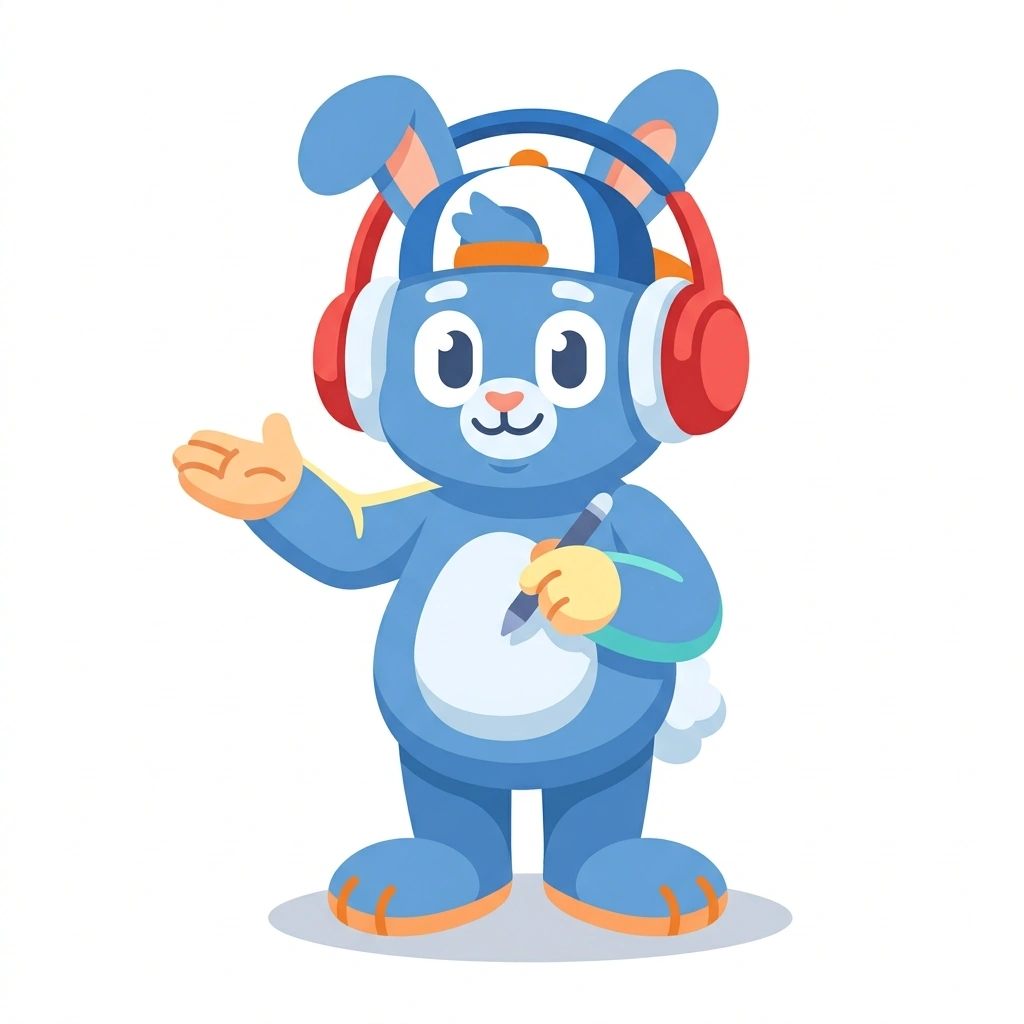 Beat-Boxy the Bunny, the guide who teaches the The Human Drum Kit course
