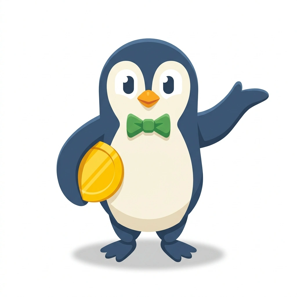 Penny the Penguin, the guide who teaches the Your First Dollar Online course