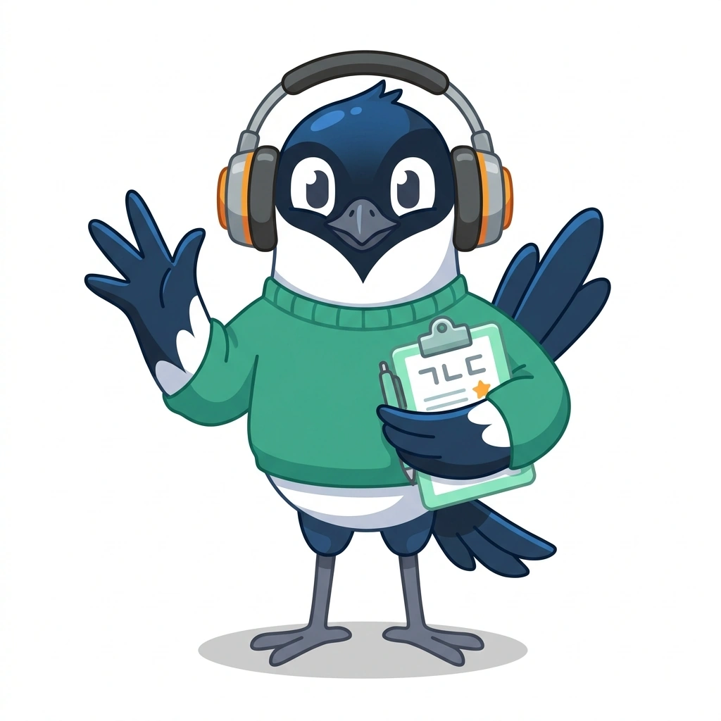 Koko the Magpie, the guide who teaches the K-Pop Industry Strategy course