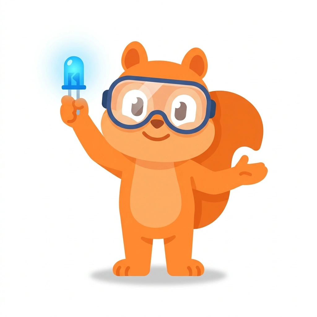 Sparky the Squirrel, the guide who teaches the Build Your First Smart Gadget course