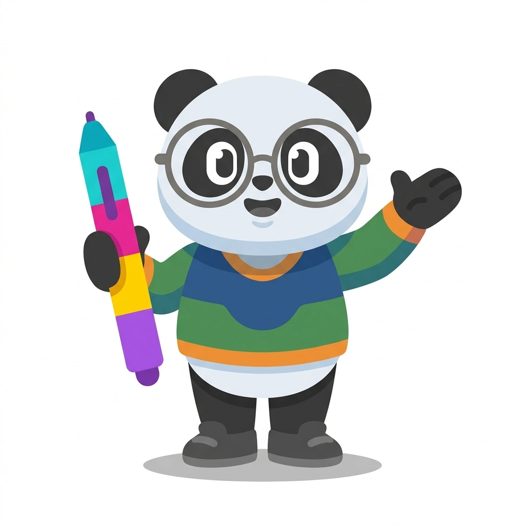 Piksel Panda, the guide who teaches the Grafik Tasarım: Temel Görsel Düzen course