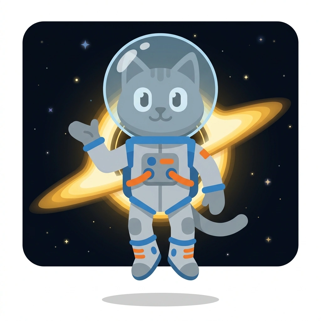 Cooper the Cosmic Cat, the guide who teaches the Black Holes and Interstellar course