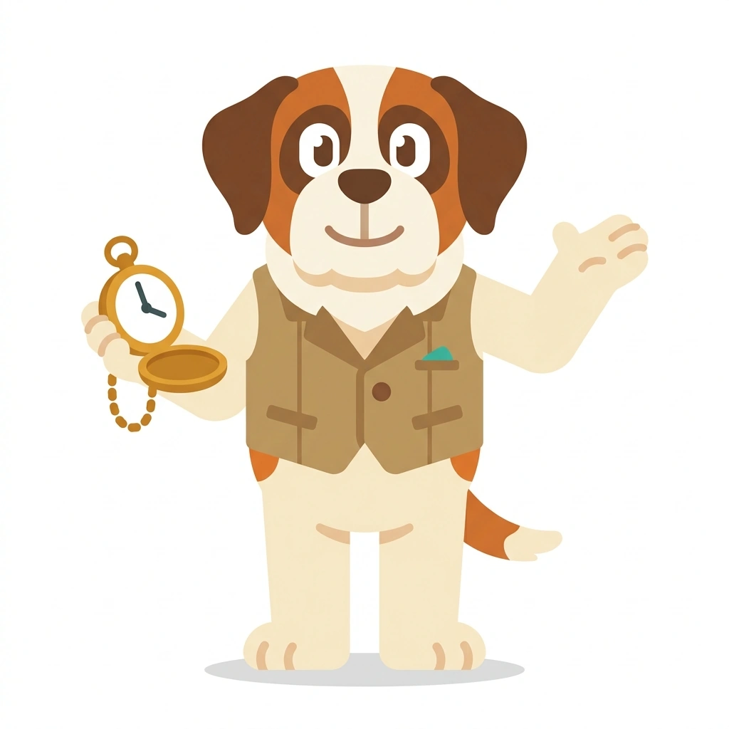 Sterling the St. Bernard, the guide who teaches the Keeping Your Word course