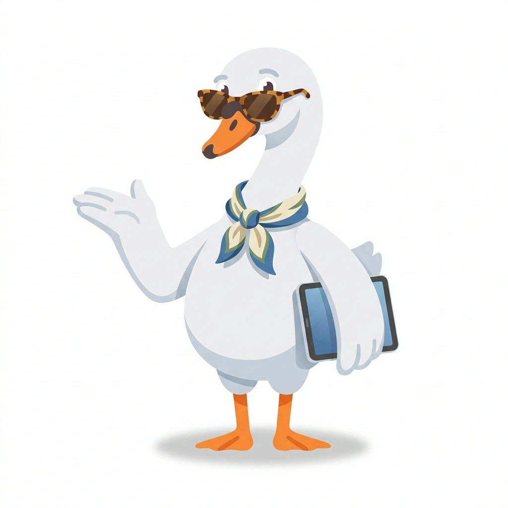 Stella the Swan, the guide who teaches the Virtual Styling with Affiliate Links course