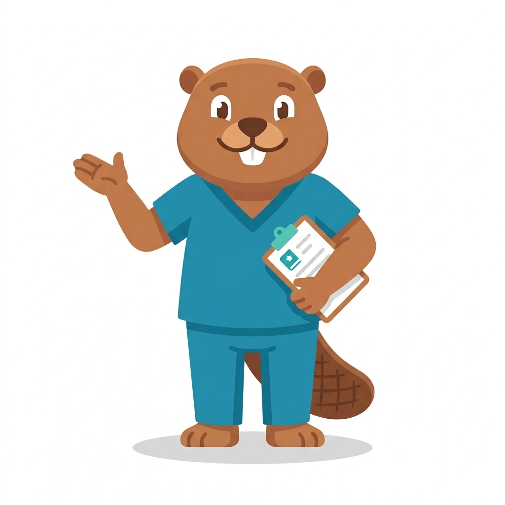 Barnaby the Beaver, the guide who teaches the Preventing Medical Errors with FMEA course