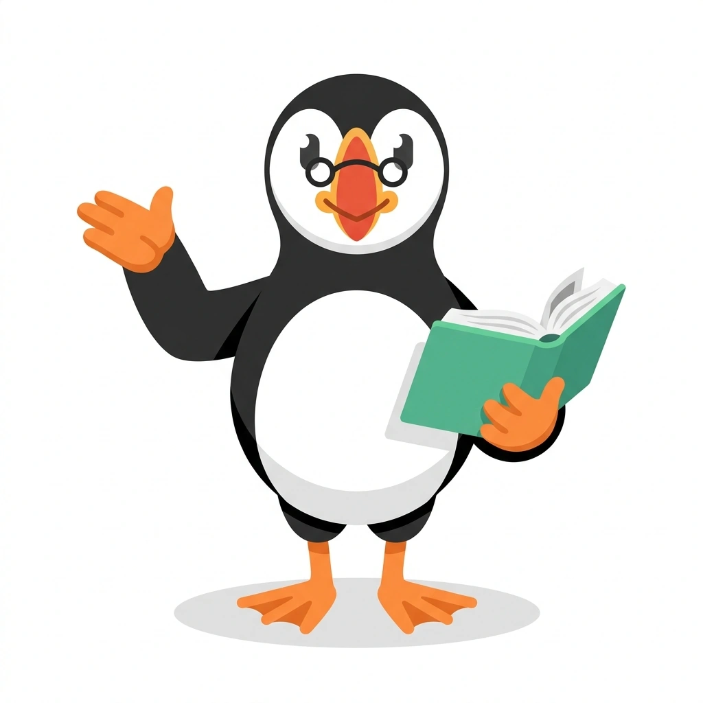 Pip the Puffin, the guide who teaches the Reading for Real Understanding course
