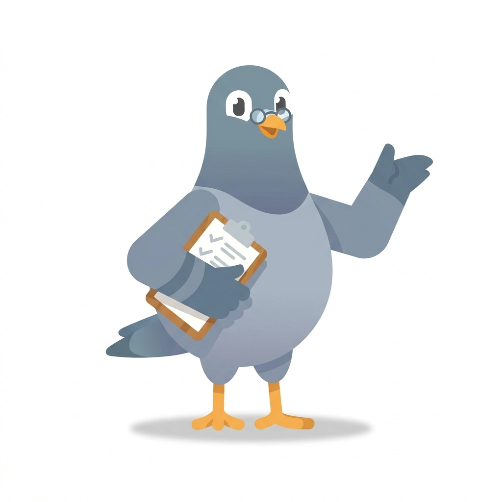 Pip the Pigeon, the guide who teaches the Psychological Science and Human Behavior course